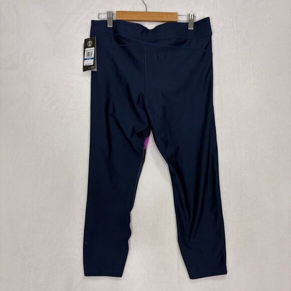 New Under Amour Navy Blue with Bright Purple & Maroon Patterned Capri Leggings S - Picture 9 of 11